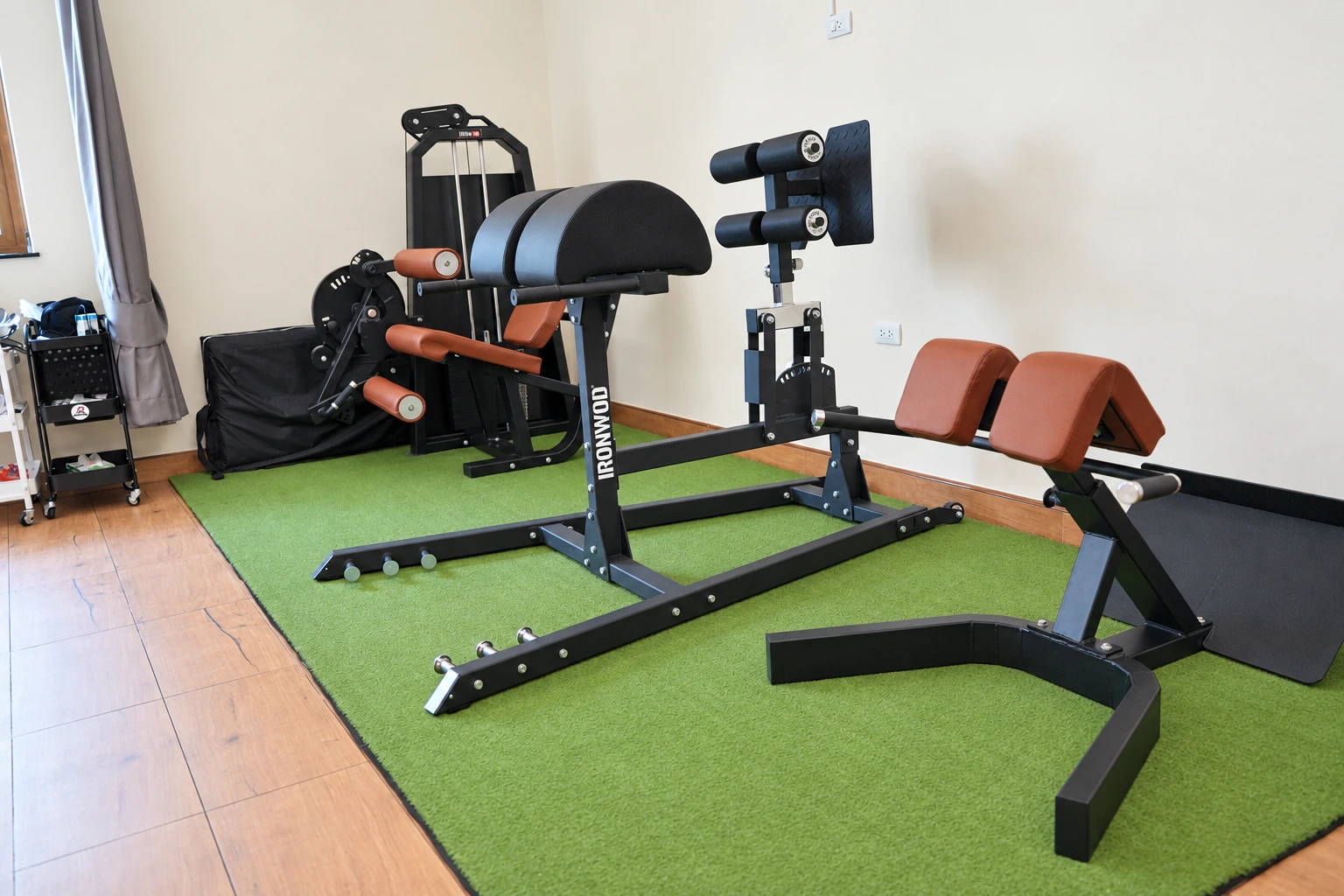 Leg-extension, glute-ham developer and back-extension equipment at R&P.